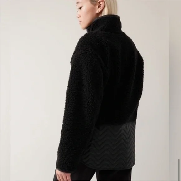 Athleta Cozy Sherpa Snap Jacket Sweatshirt M Black. $149 - Picture 8 of 8